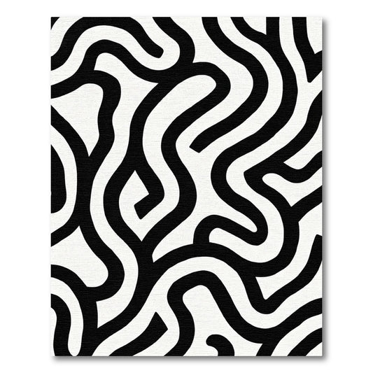 Black and White Organic Lines Rug