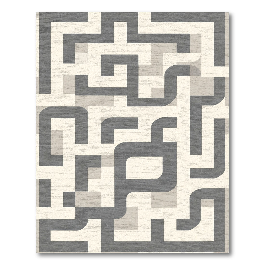 Modern Gray Maze Geometric Rug