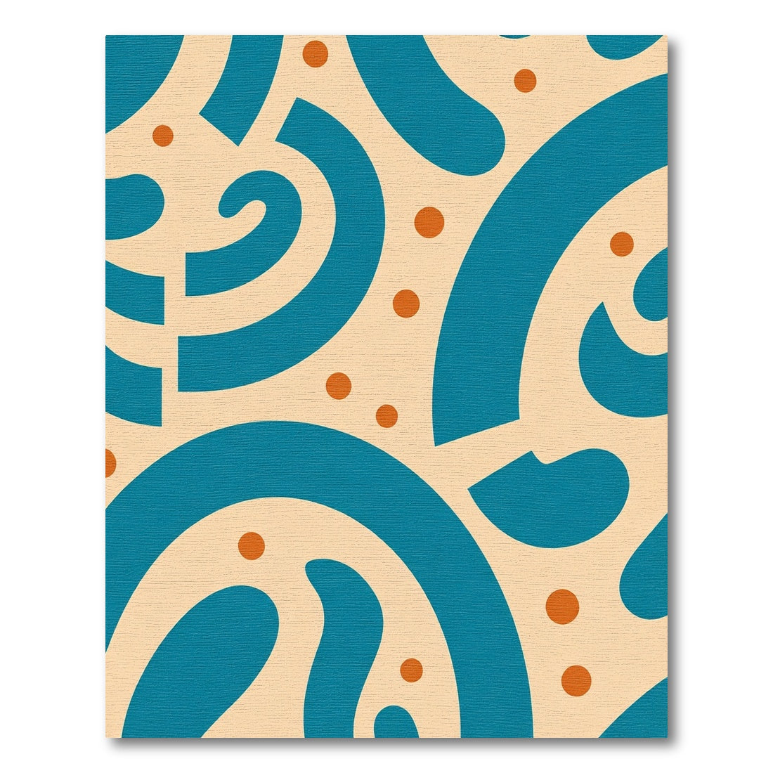 Teal Orange Abstract Swirl Dots Rug