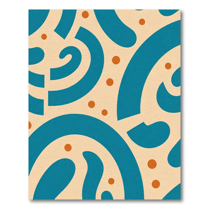 Teal Orange Abstract Swirl Dots Rug