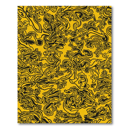 Bold Yellow Abstract Floral Swirl Rug