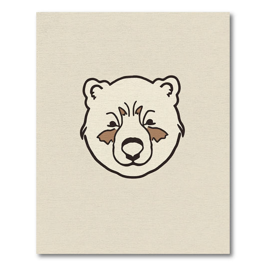 Cute Cream Bear Face Outline Rug