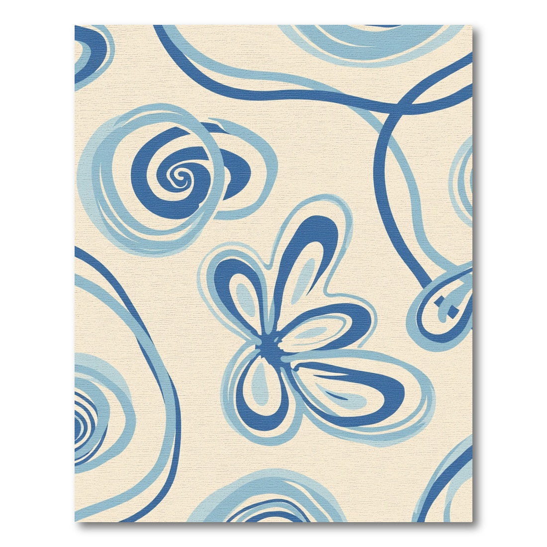 Abstract Swirl Blue Butterfly Rug