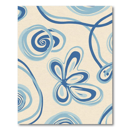 Abstract Swirl Blue Butterfly Rug