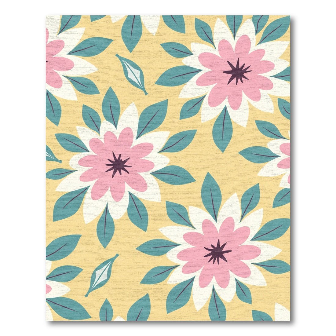 Pink White Teal Floral Medallion Rug