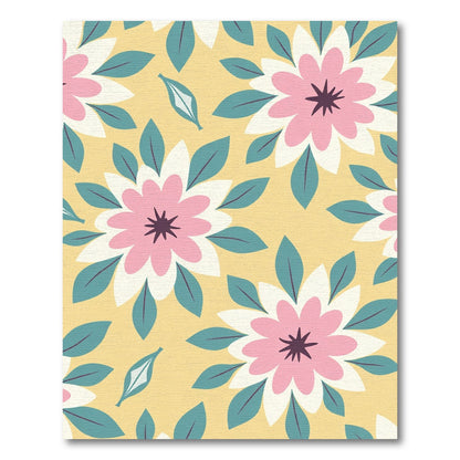 Pink White Teal Floral Medallion Rug