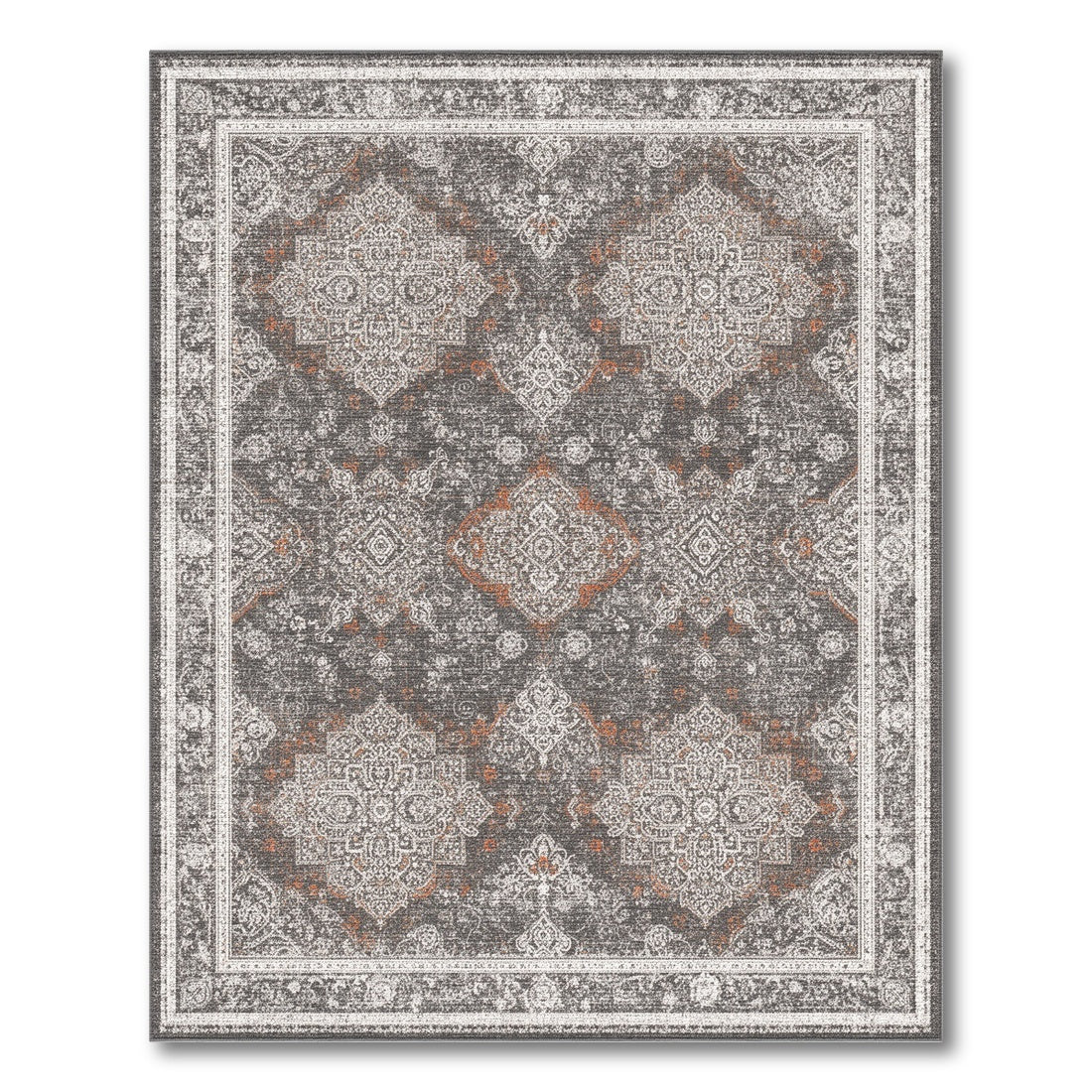 Grey Distressed Vintage Medallion Distressed Vintage Area Rug