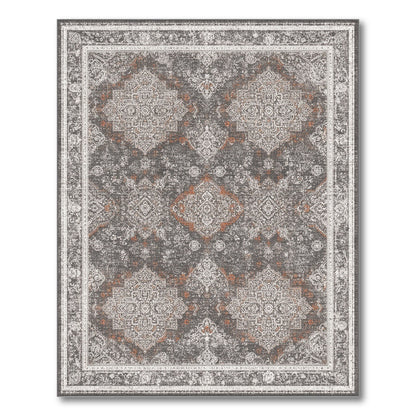 Grey Distressed Vintage Medallion Distressed Vintage Area Rug