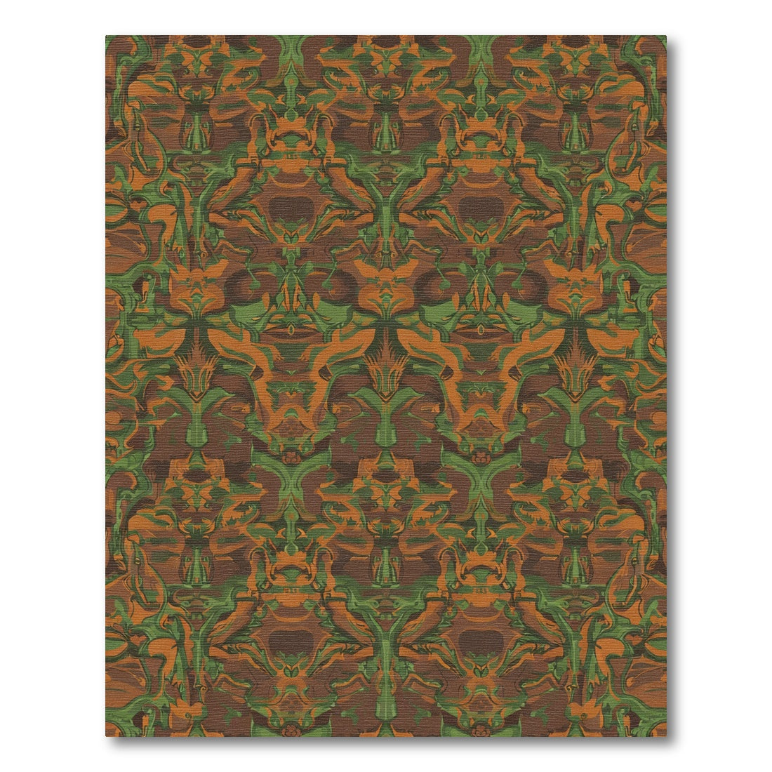 Symmetry Green Orange Organic Flow Rug
