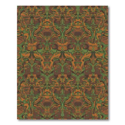 Symmetry Green Orange Organic Flow Rug
