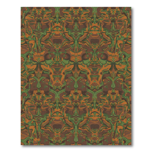 Symmetry Green Orange Organic Flow Rug