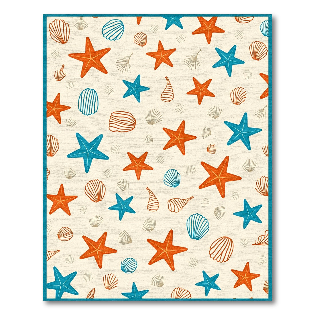 Coastal Starfish and Shells Ensemble Rug