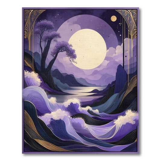 Purple Moonlit Waves Area Rug