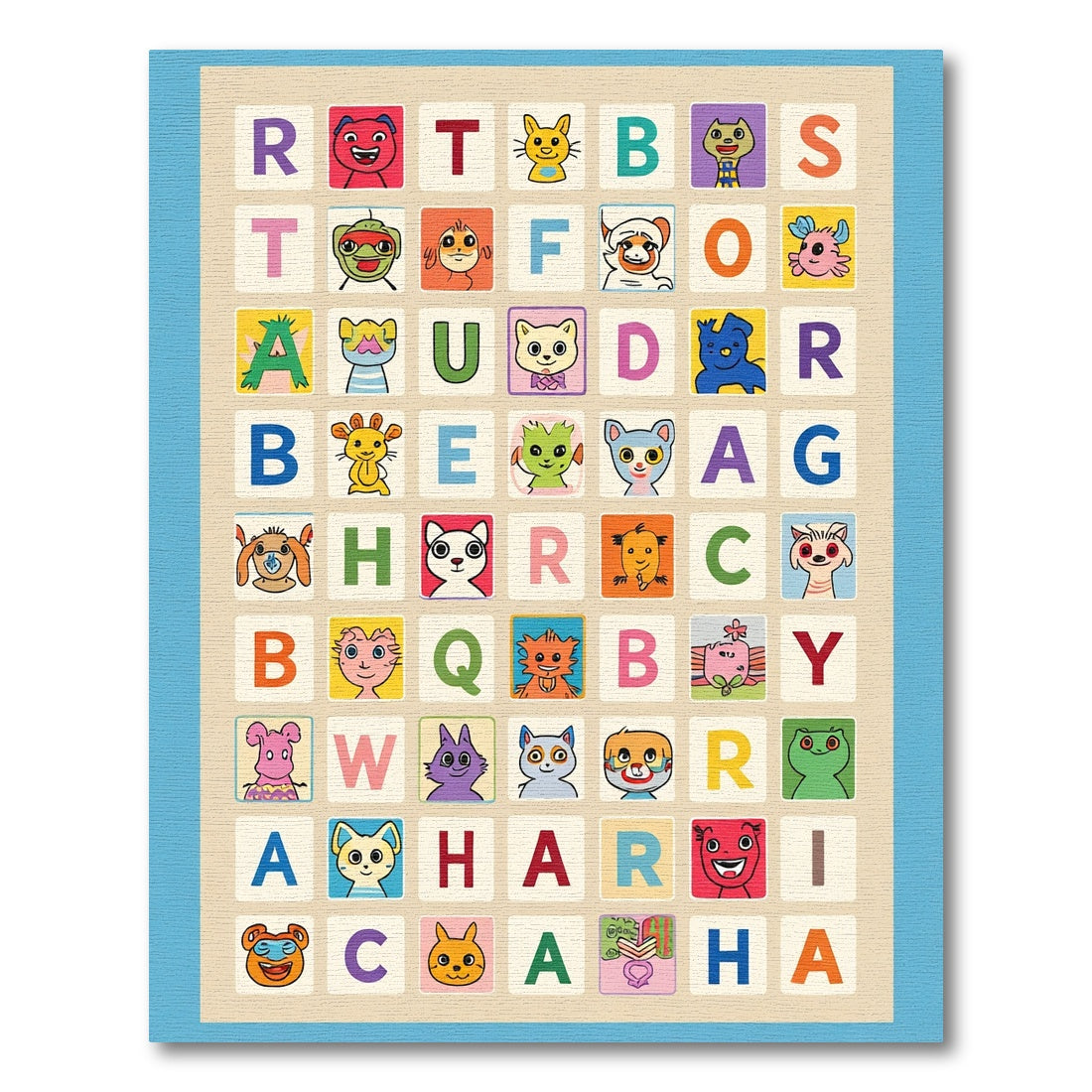 Alphabet Zoo Cute Animal Faces Rug