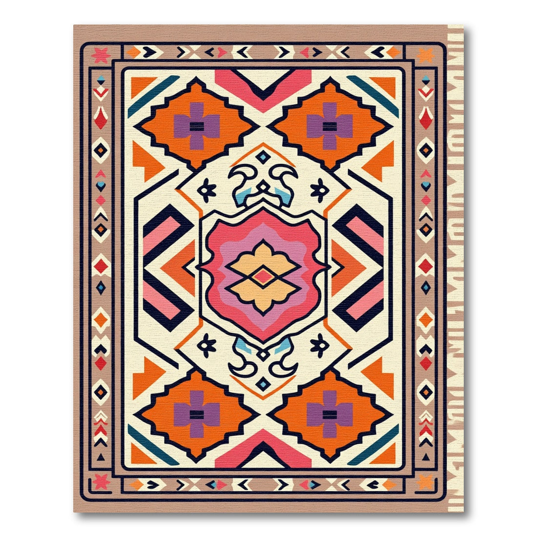 Vibrant Geometric Medallion Bazaar Rug