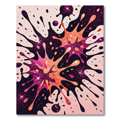 Vibrant Pink Orange Galaxy Splatter Rug