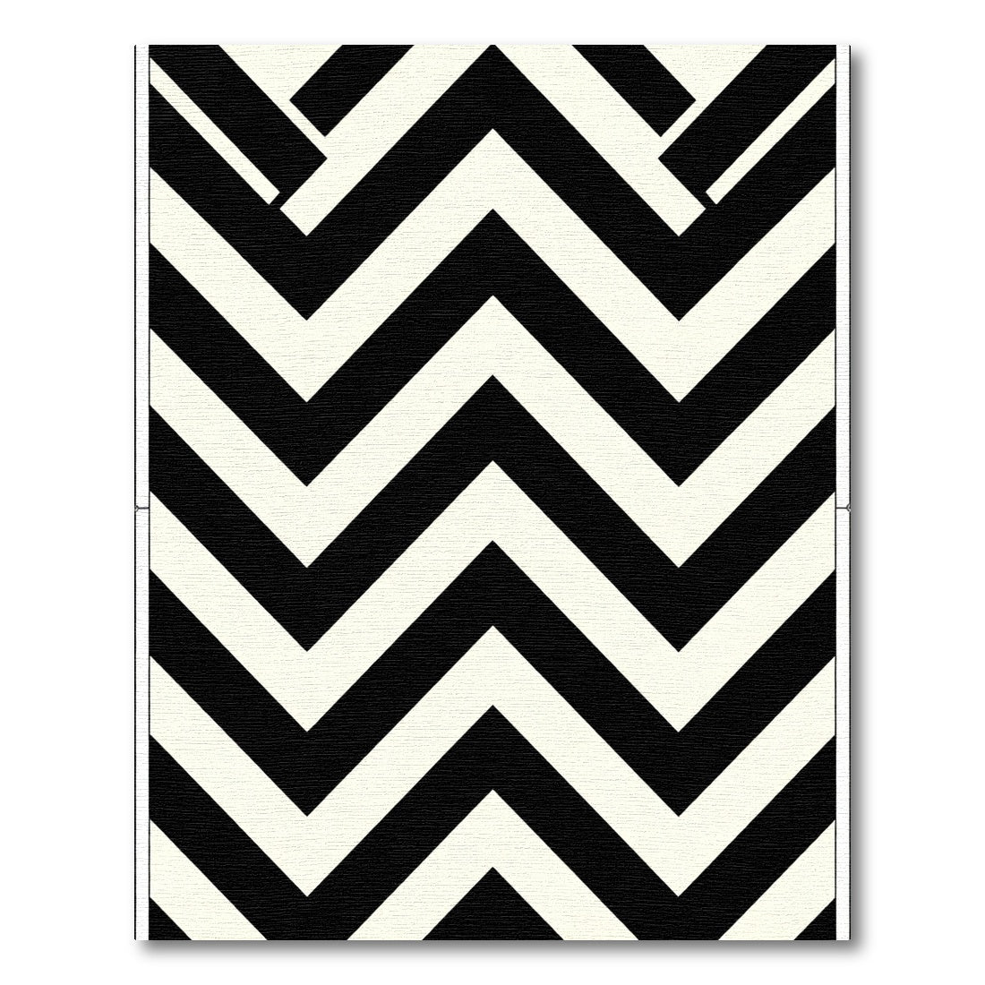 Bold Black Cream Chevron Zigzag Rug