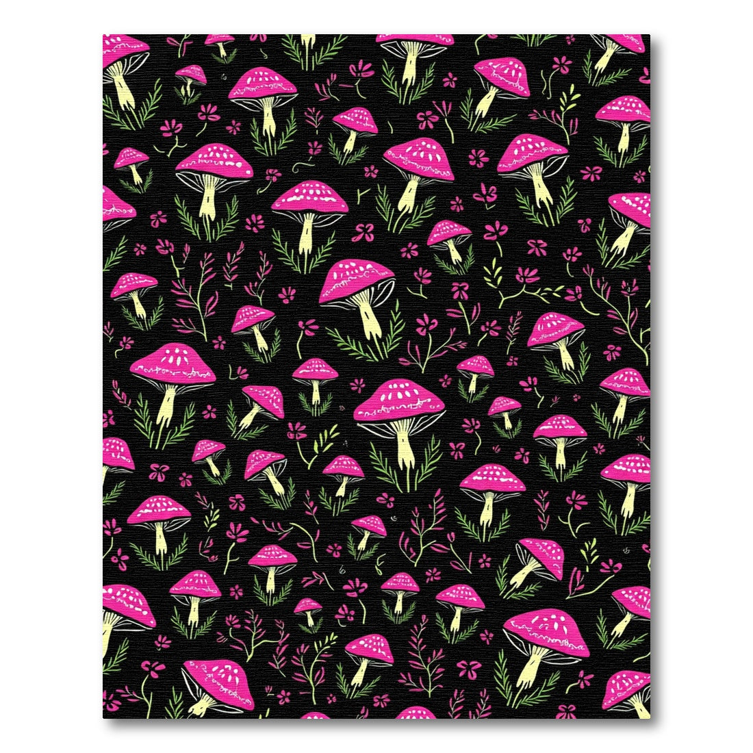Pink Mushroom Black Forest Whimsical Garden Rug