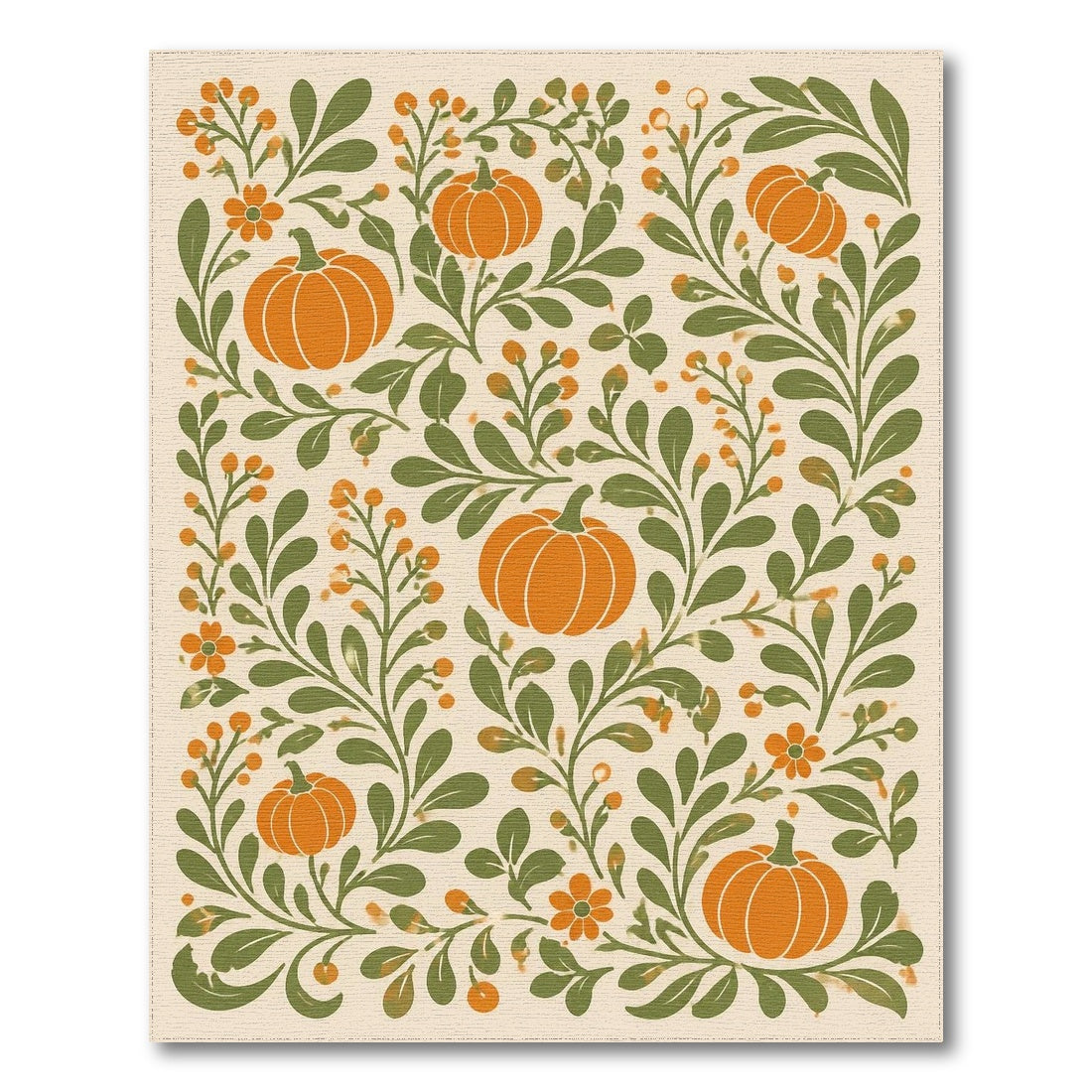 Pumpkin Orange Pumpkin Vine Area Rug