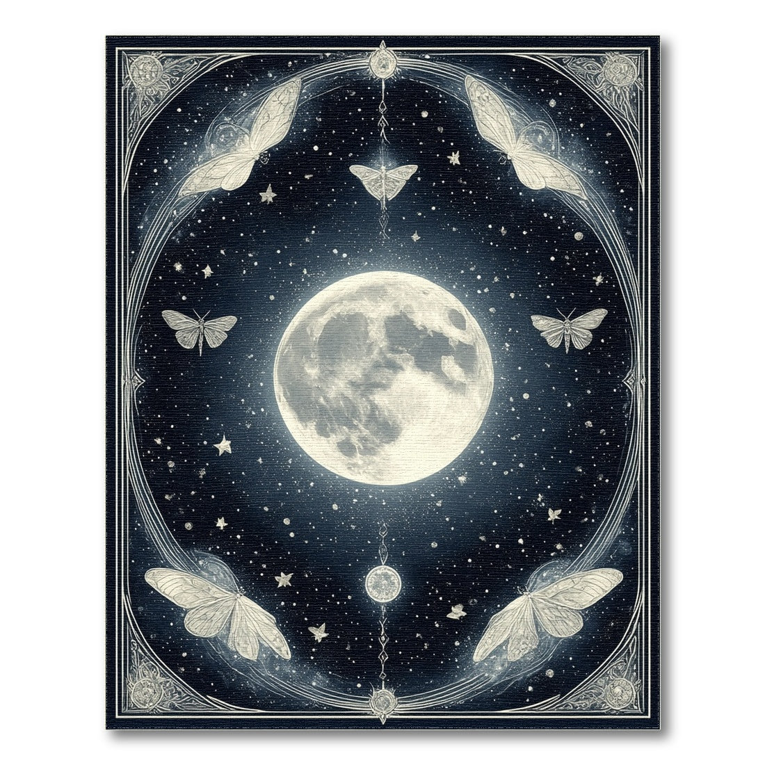 Moonlit Moth Celestial Area Rug