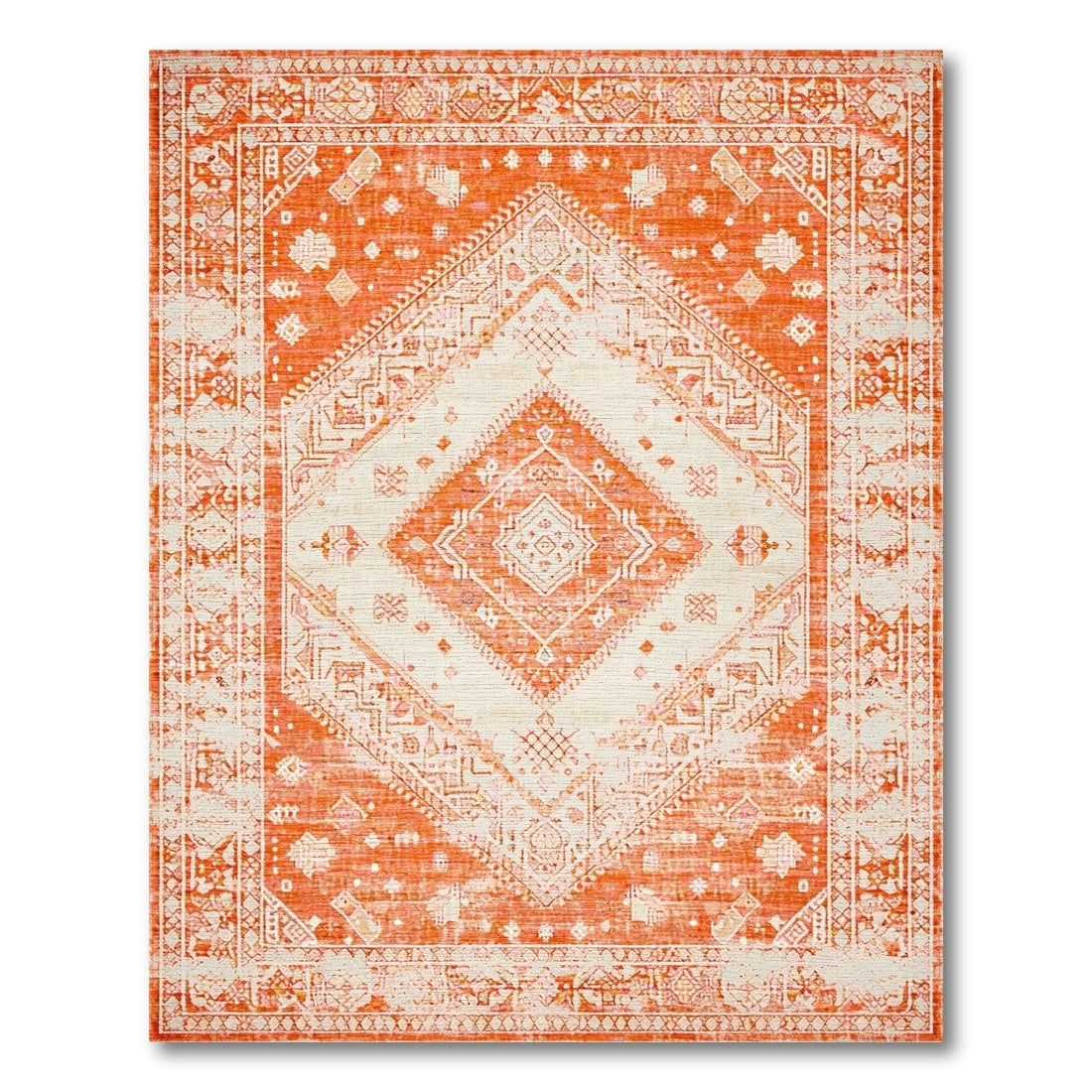 Orange Distressed Vintage No. 8 Area Rug