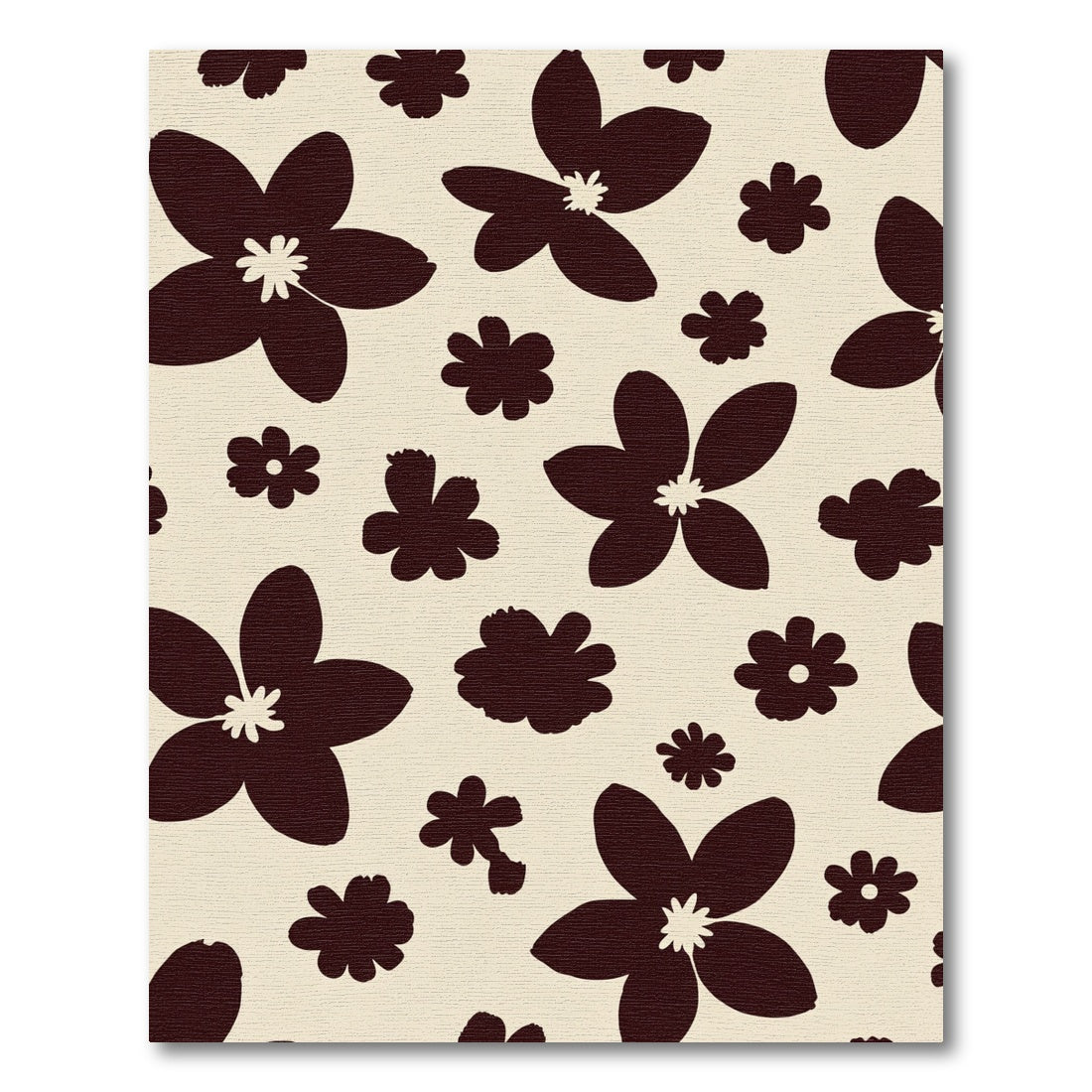 Dark Brown Abstract Floral Pattern Rug