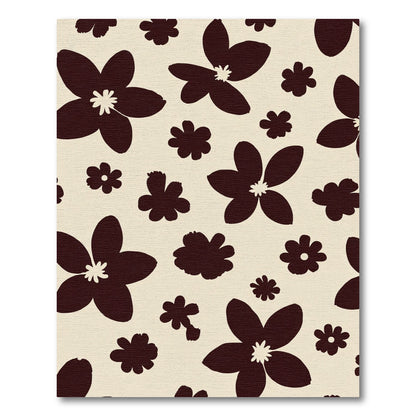 Dark Brown Abstract Floral Pattern Rug