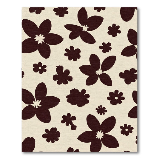 Dark Brown Abstract Floral Pattern Rug
