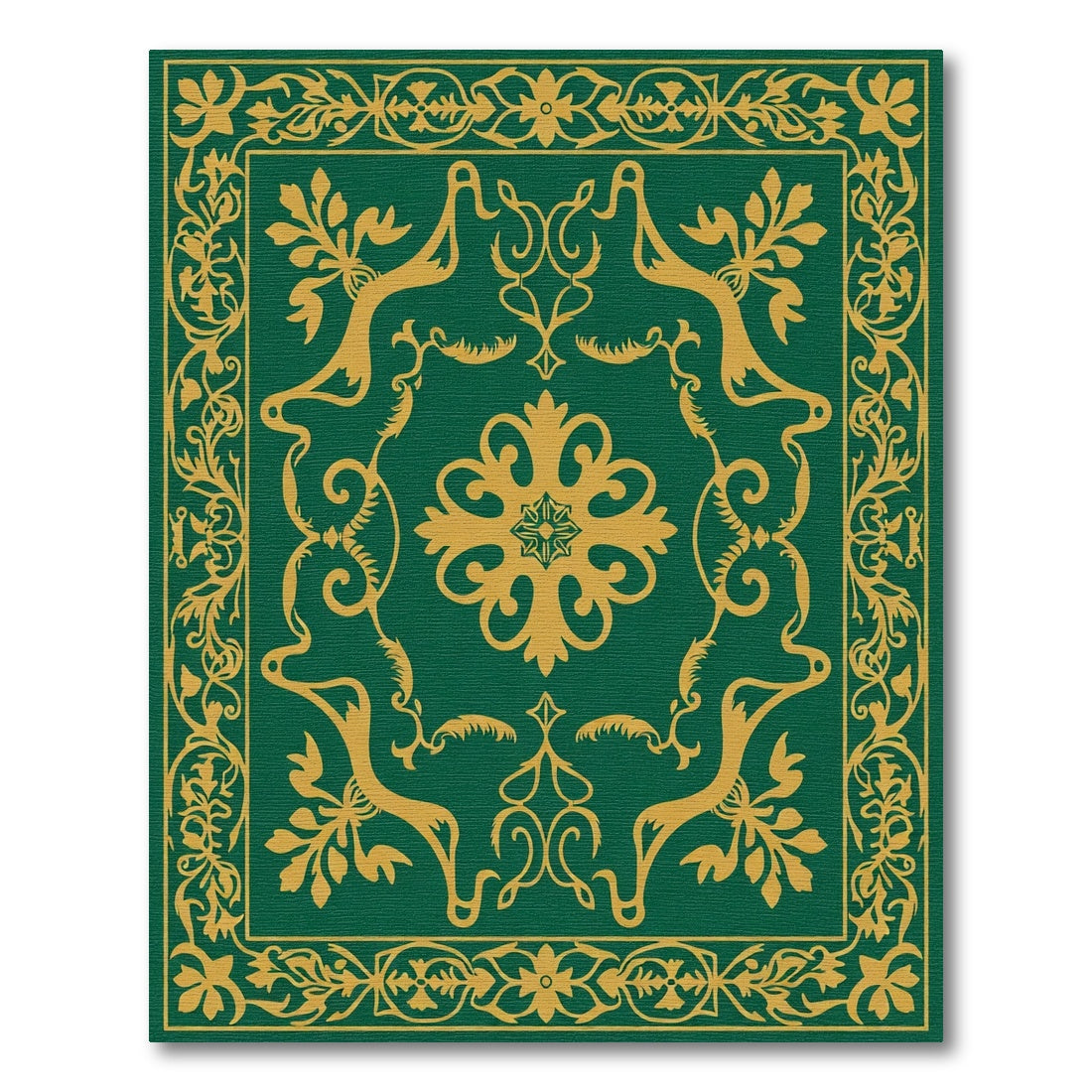 Emerald Gold Filigree Floral Medallion Rug