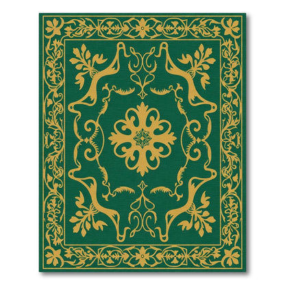 Emerald Gold Filigree Floral Medallion Rug