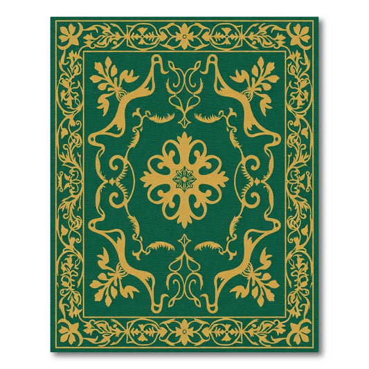Emerald Gold Filigree Floral Medallion Rug