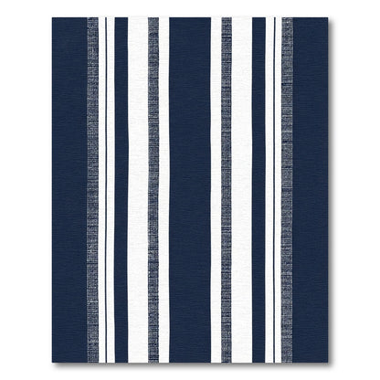 Navy White Striped Textured Rug