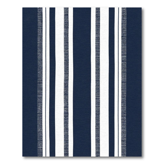 Navy White Striped Textured Rug
