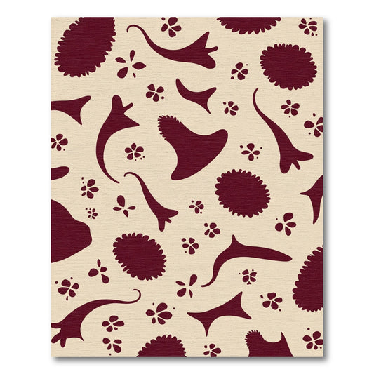 Crimson Floral Swirls Cream Rug