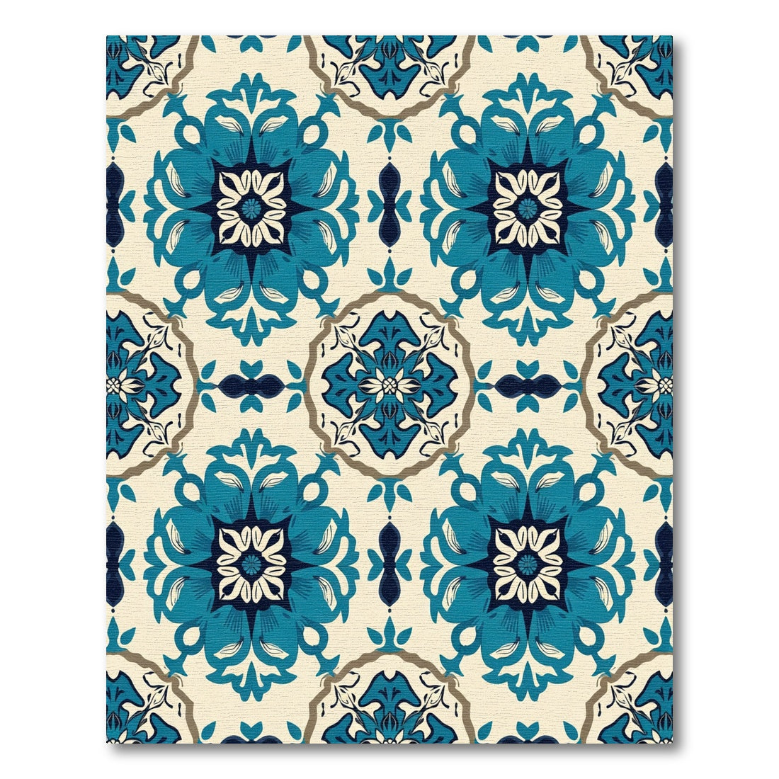 Blue Teal Floral Medallion Artistry Rug