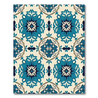 Blue Teal Floral Medallion Artistry Rug