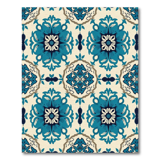 Blue Teal Floral Medallion Artistry Rug
