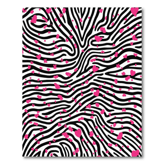 Bold Pink Heart Zebra Stripe Rug