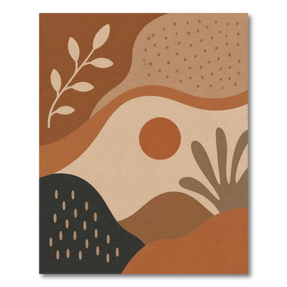 Earthy Brown Abstract Botanical Area Rug