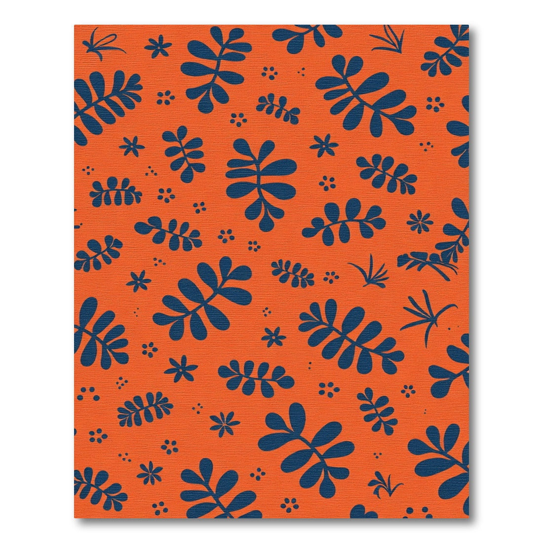 Orange Navy Leafy Sprig Blossom Rug