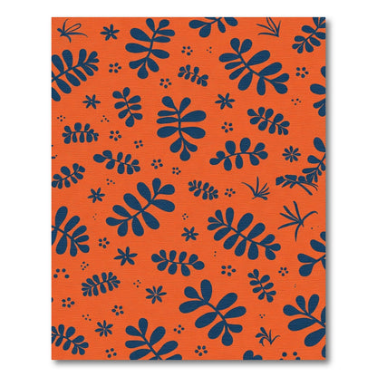 Orange Navy Leafy Sprig Blossom Rug