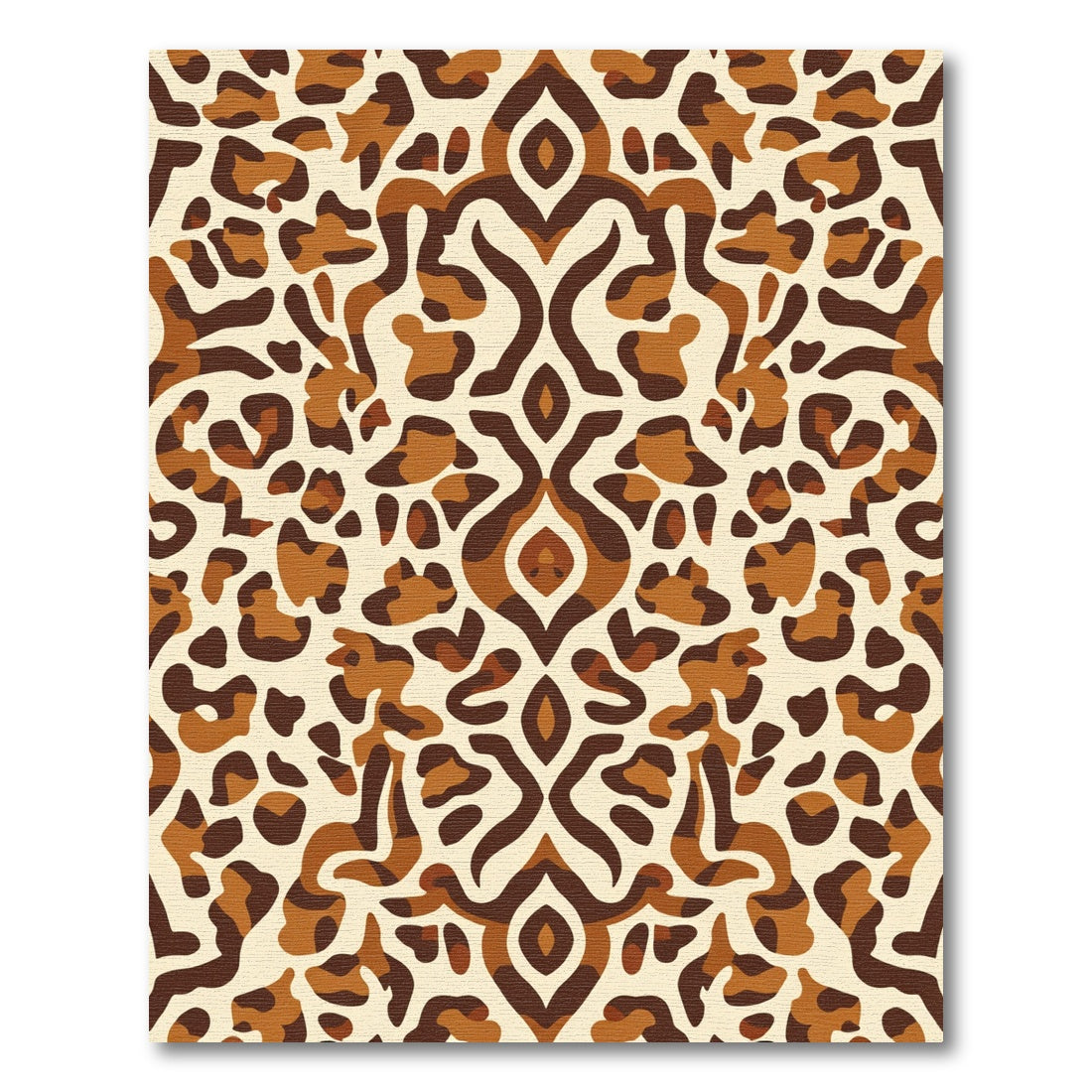 Brown Leopard Scrollwork Overlay Rug
