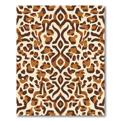 Brown Leopard Scrollwork Overlay Rug
