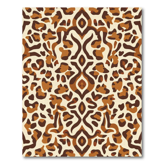 Brown Leopard Scrollwork Overlay Rug