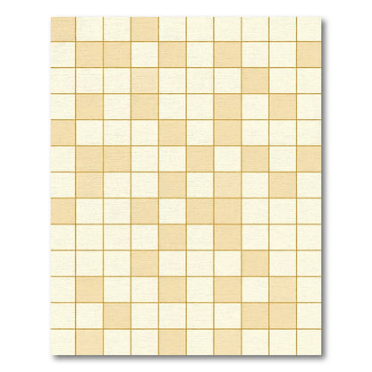 Golden Beige Checkerboard Grid Rug