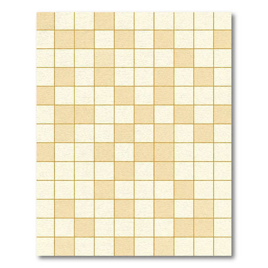 Golden Beige Checkerboard Grid Rug