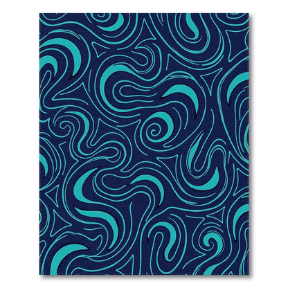 Teal Swirling Waves Navy Rug