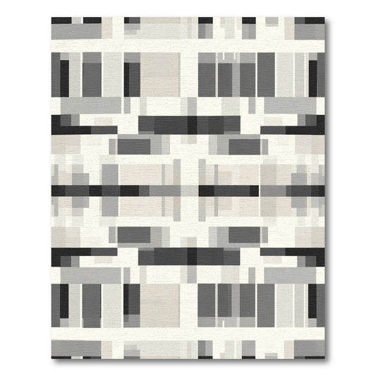 Monochromatic Geometric Pixel Arrangement Rug