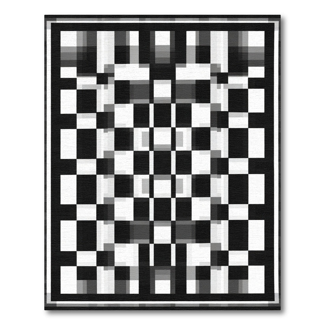 Monochromatic Checkerboard Inlay Rug