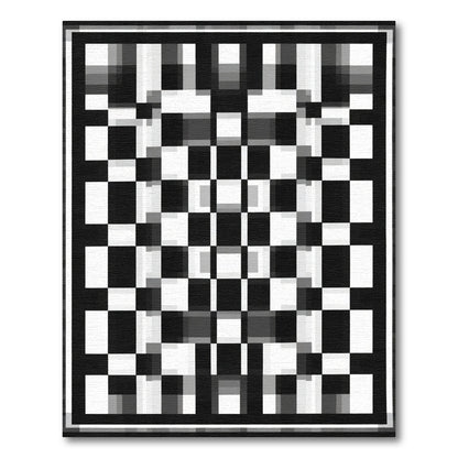 Monochromatic Checkerboard Inlay Rug